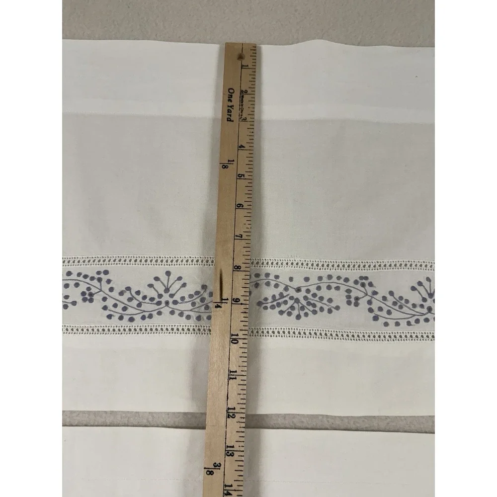 Cafe Curtain Set‎ Panels White Embroidered Lavender Cottage Shabby Farmhouse 4